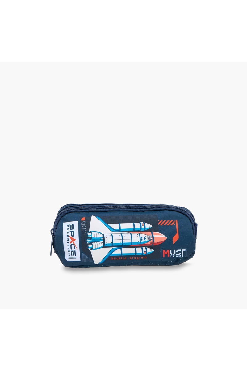 Must Space Rocket Print Pencil Pouch with Zip Closure - Image 1
